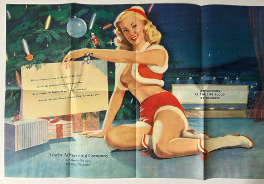 LINCOLN NEBRASKA AUSTIN ADVERTISING COMPANY FOLD OUT PIN UP LARGE AD