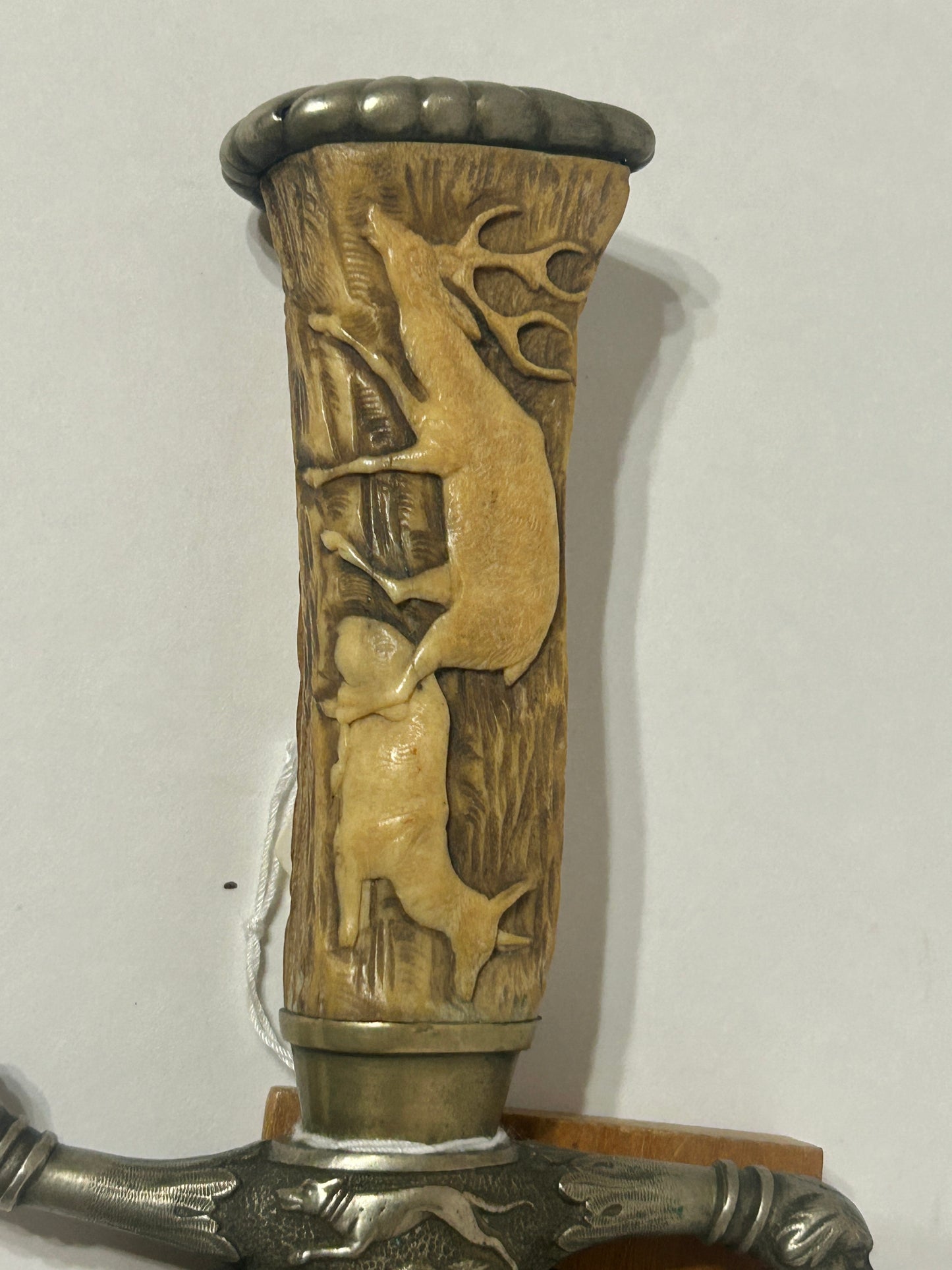 HUNTING DAGGER GERMAN WITH FANCY CARVED ANTELOPE HANDLE