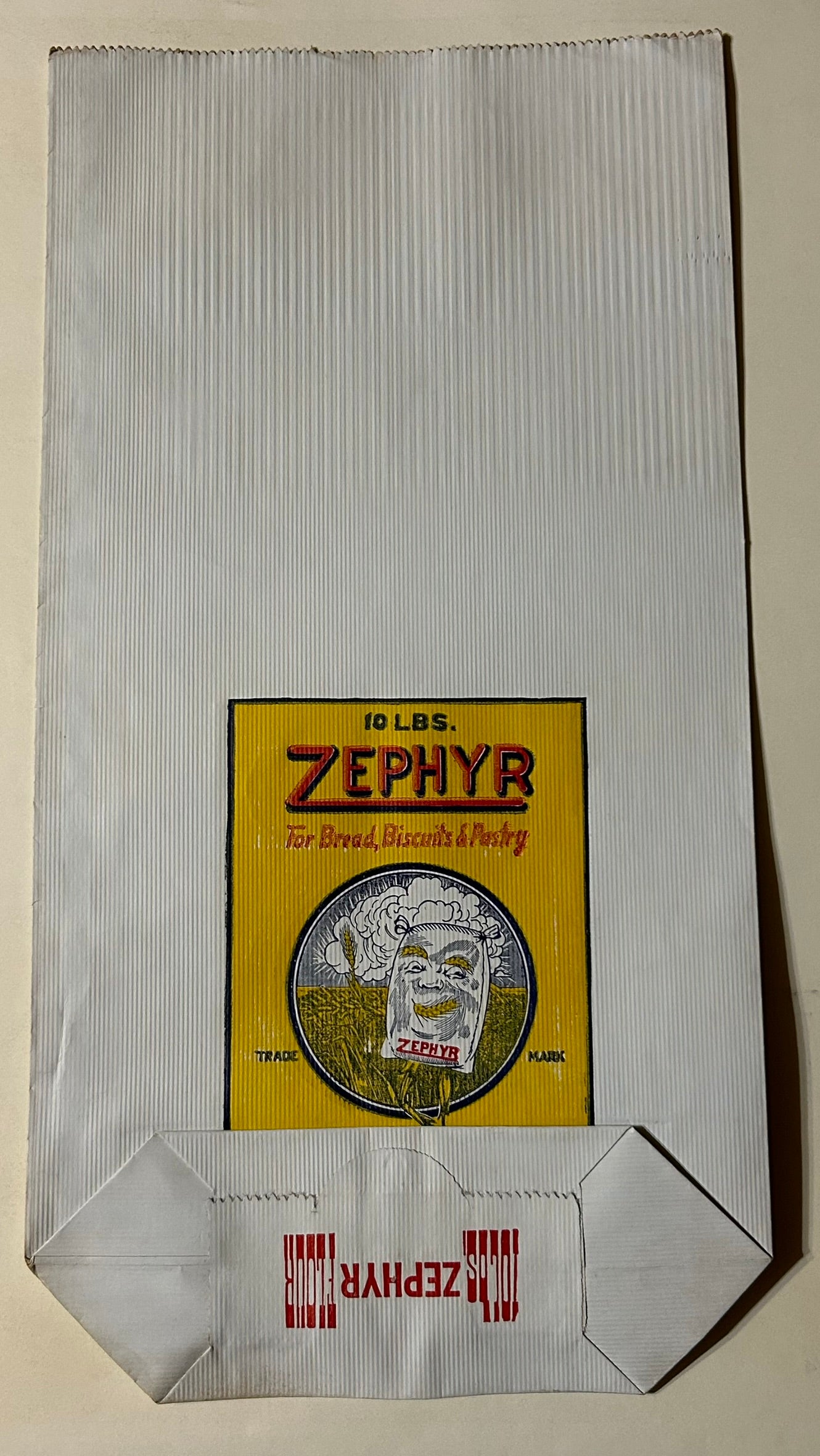 ANTIQUE ZEPHYR PAPER FLOUR SACK FROM LAWRENCE KANSAS
