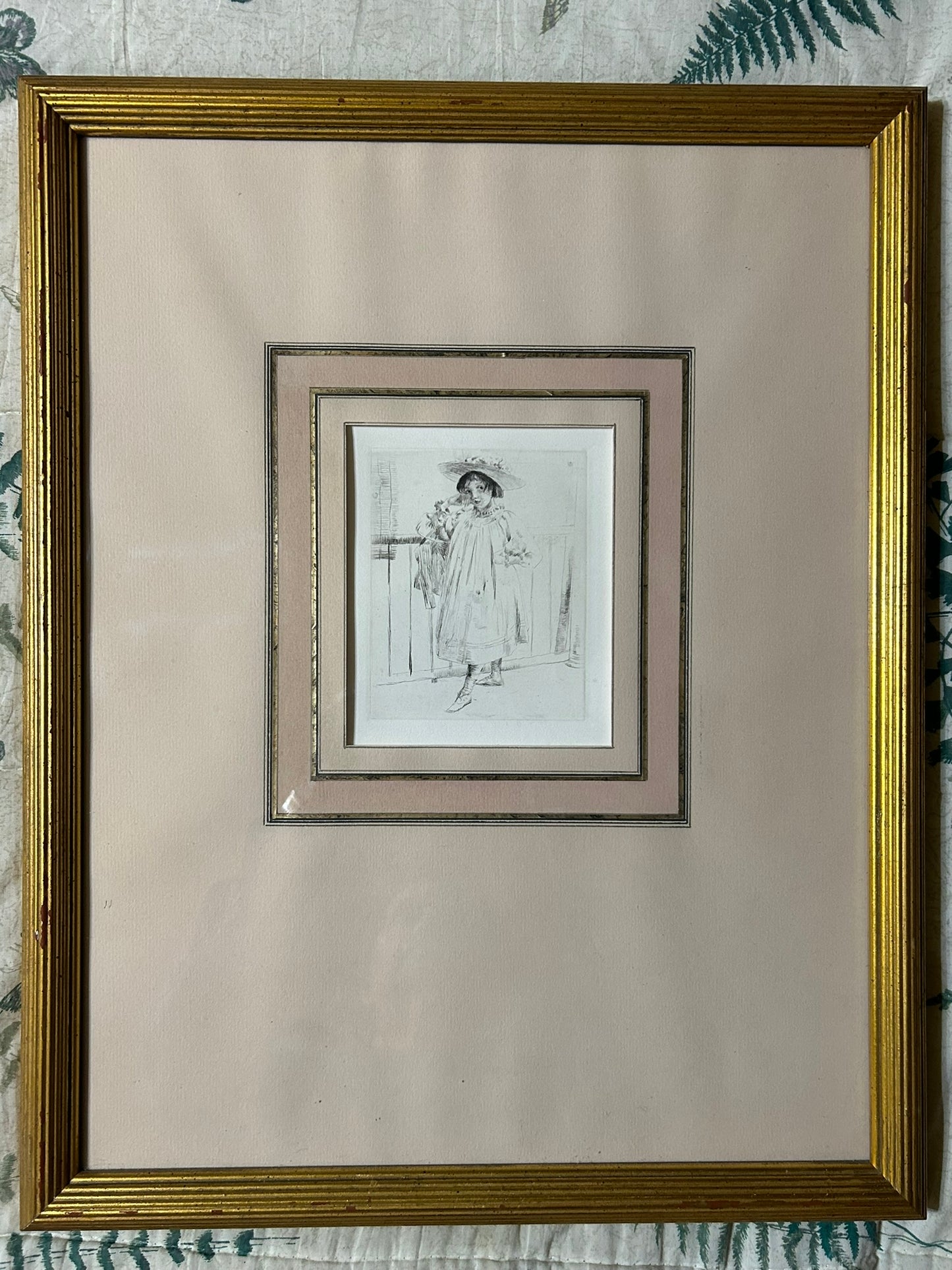 J. ALDEN WEIR "ON THE PORCH" 1889 DRYPOINT ON PAPER