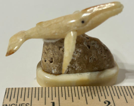 WALRUS IVORY CARVED WHALE ARTIST SIGNED
