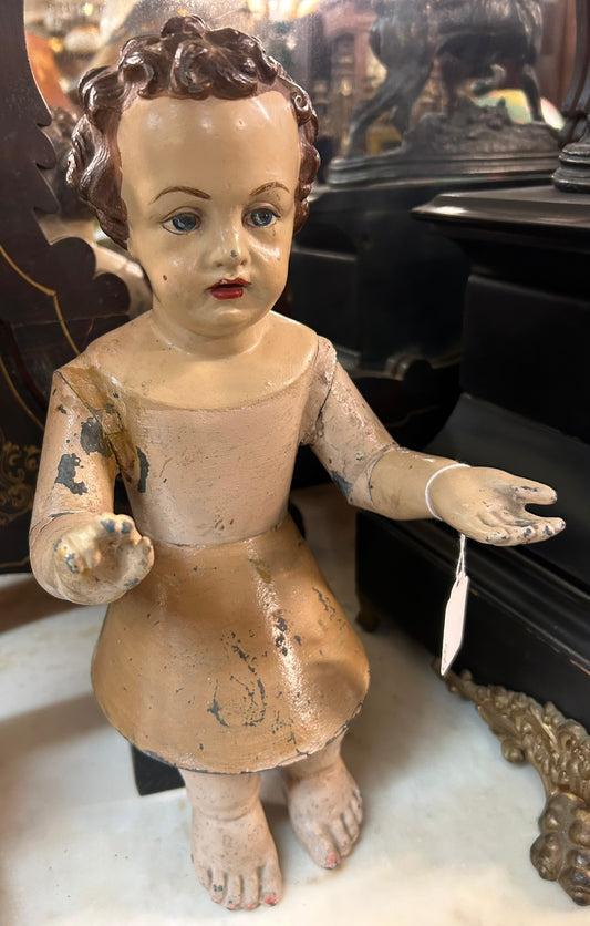 RELIGIOUS METAL ANTIQUE FIGURE VERY UNUSUAL