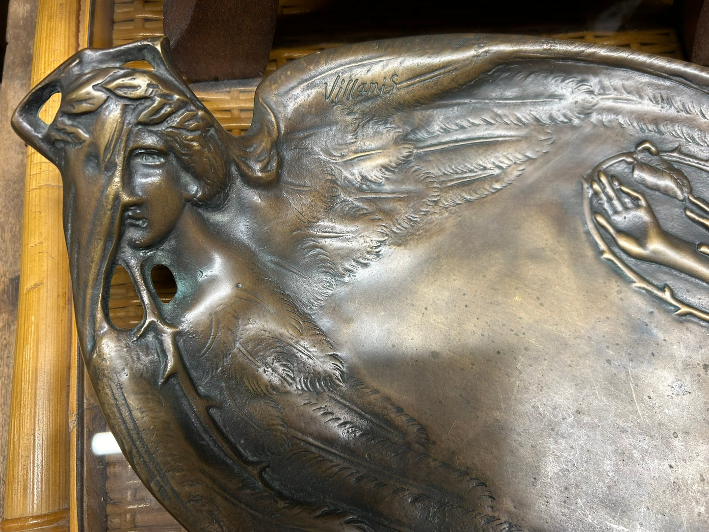 BRONZE FIGURAL LARGE TRAY BY VILLANIS