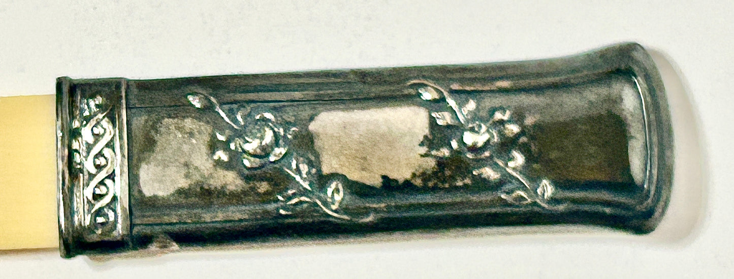 ANTIQUE SILVER AND IVORY LETTER OPENER