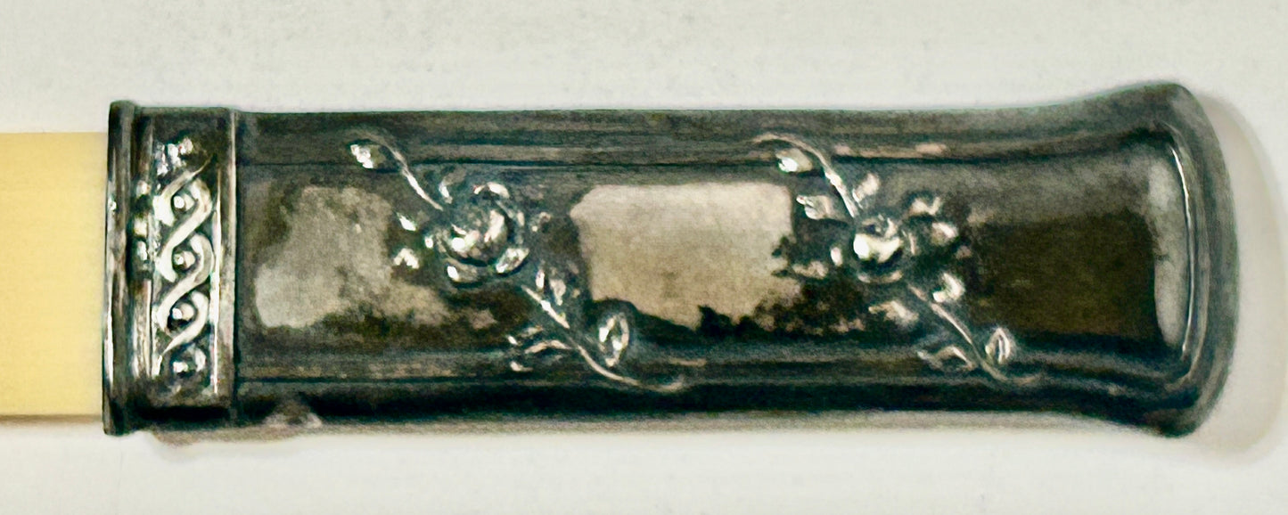 ANTIQUE SILVER AND IVORY LETTER OPENER