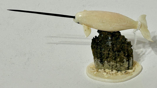 WALRUS IVORY CARVING OF NARWHAL WHALE