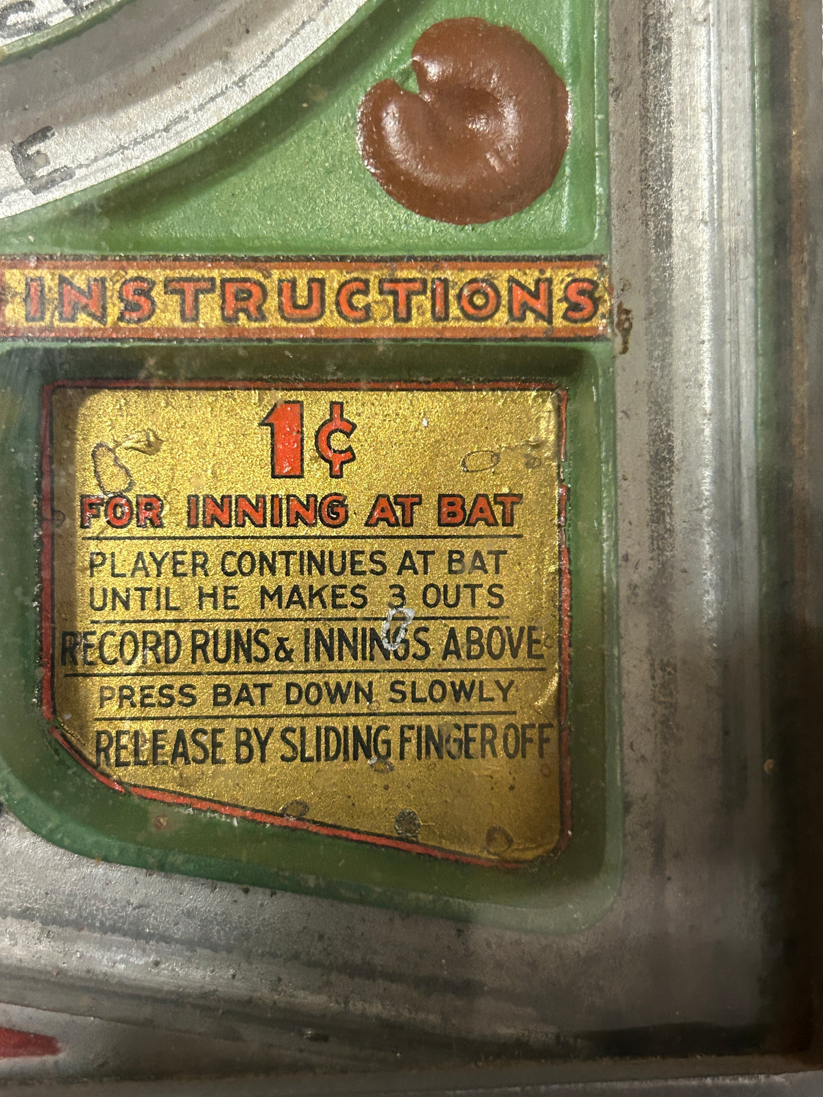 BASEBALL COIN OPERATED GAME BY GOTTIEB 1931