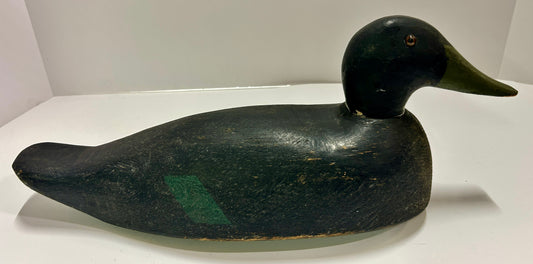 DUCK DECOY CARVED WOODEN ANTIQUE BLACK DUCK