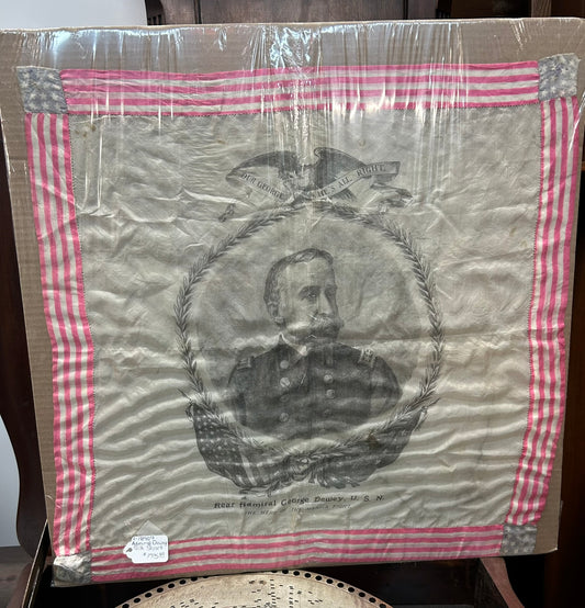 SPANISH AMERICAN WAR ANTIQUE DEWEY SILK KERCHIEF