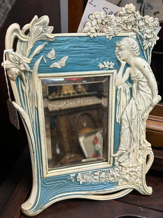 FIGURAL IRON FRAME DRESSER ANTIQUE MIRROR