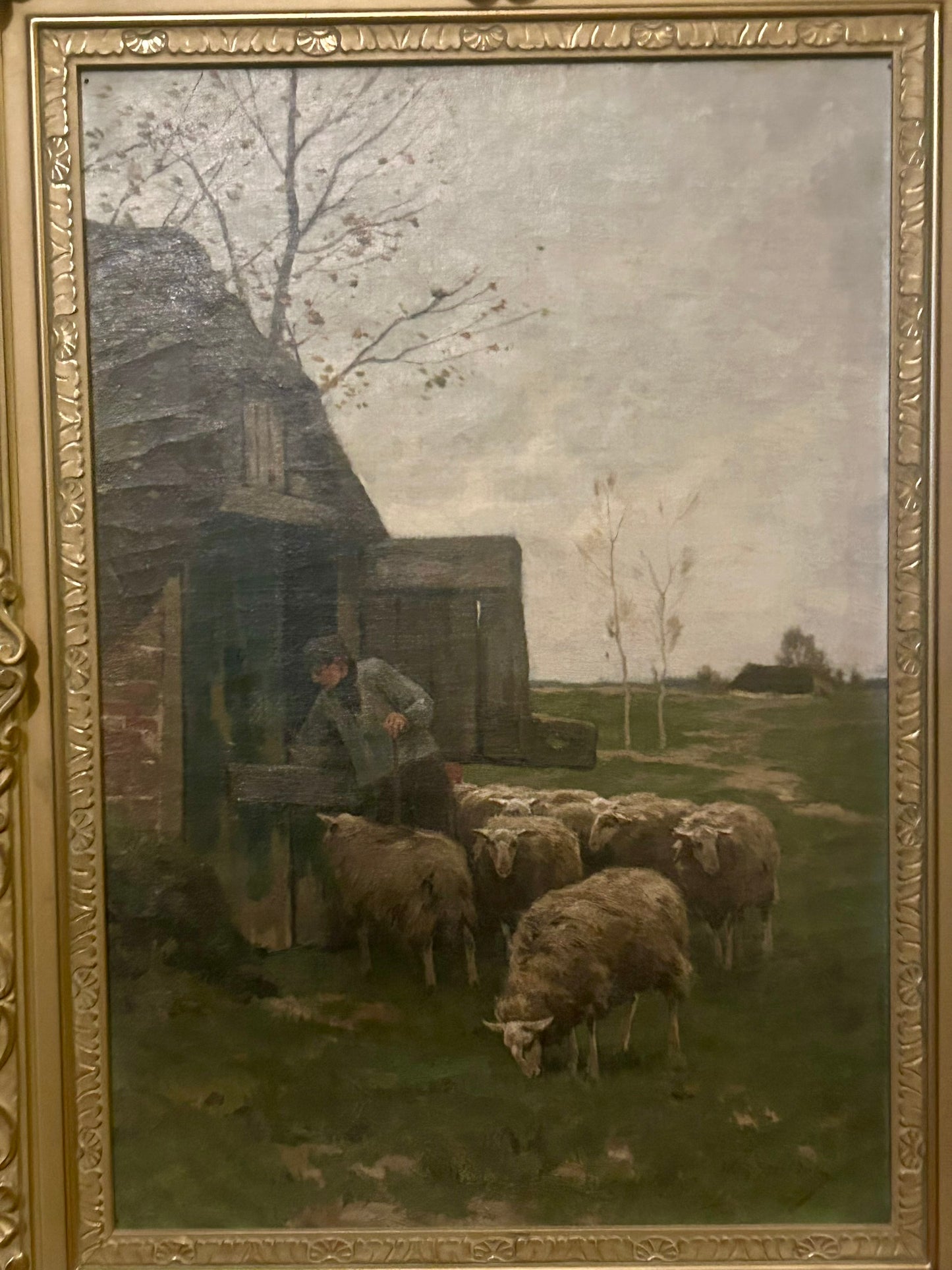 WILLEM STEELINK 1856-1928 PAINTING OF SHEEP AND MAN