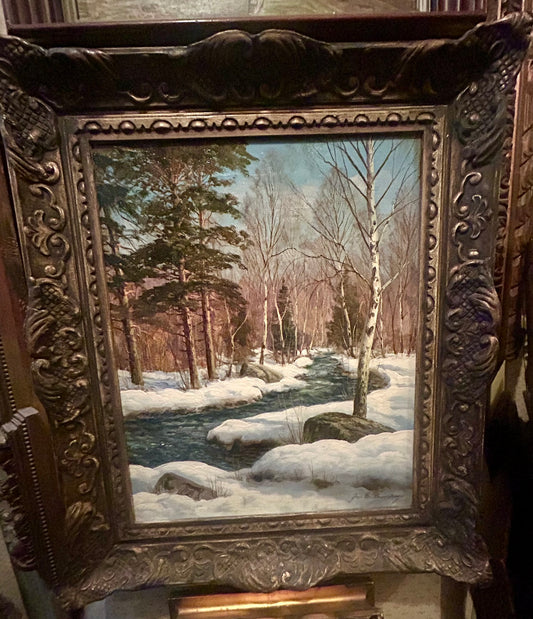 JENS CHRISTIAN BENNEDSEN 1893-1967 WINTER SCENE PAINTING