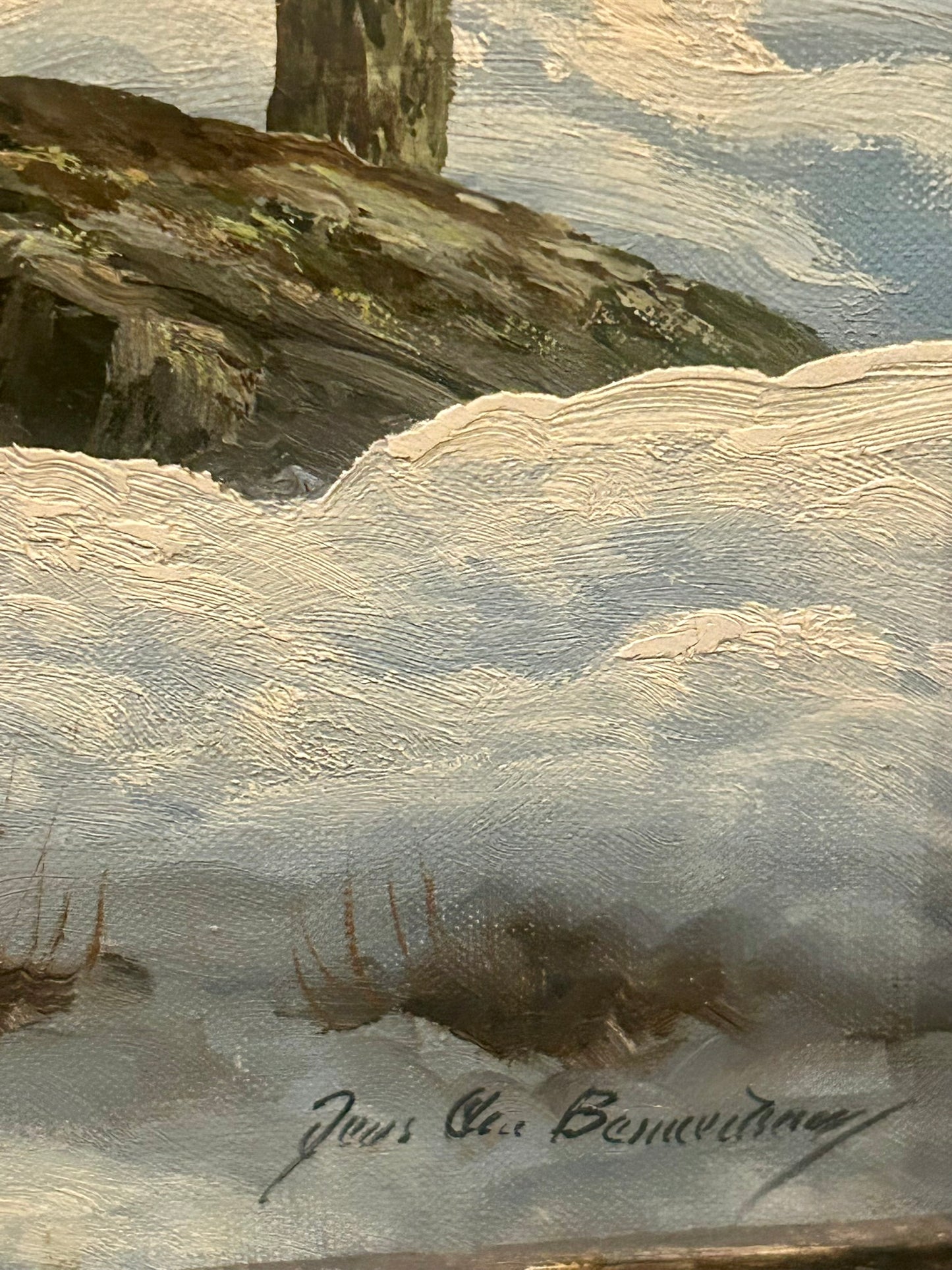 JENS CHRISTIAN BENNEDSEN 1893-1967 WINTER SCENE PAINTING