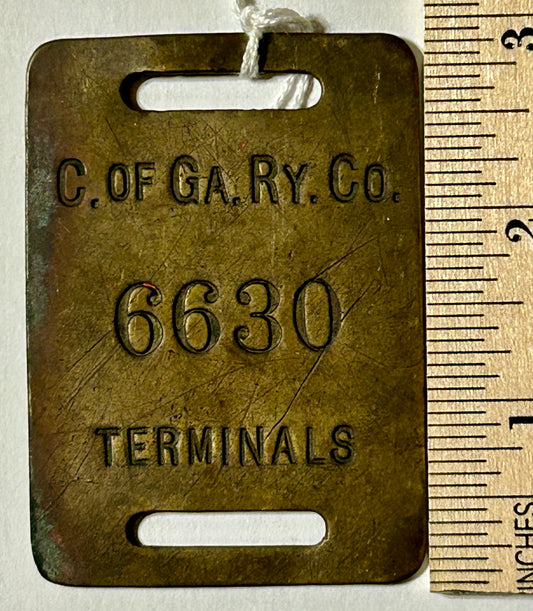 RAILROAD LUGGAGE TAG CENTRAL OF GEORGIA ANTIQUE