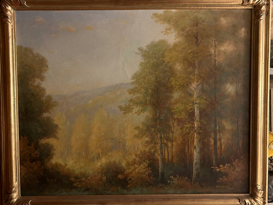 CALIFORNIA ARTIST C. C. CRAWFORD FOREST SCENE PAINTING
