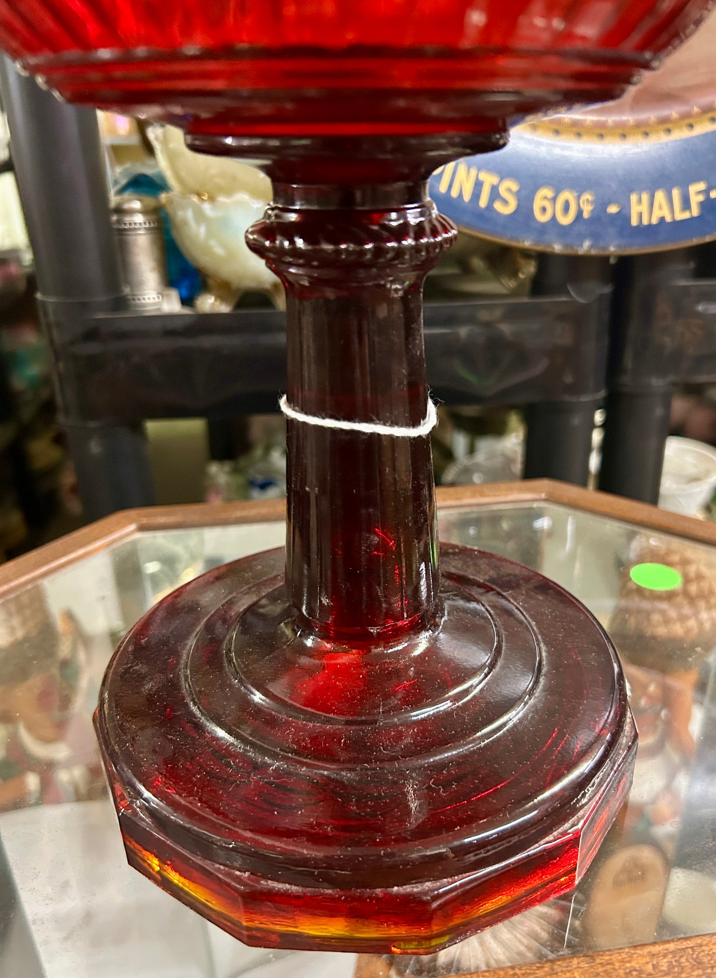 ALADDIN RUBY RED TALL LINCOLN DRAPE LAMP WITH AMBERINA BOTTOM