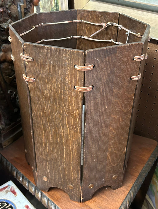 LAKESIDE ANTIQUE ARTS AND CRAFTS WOOD WASTEBASKET