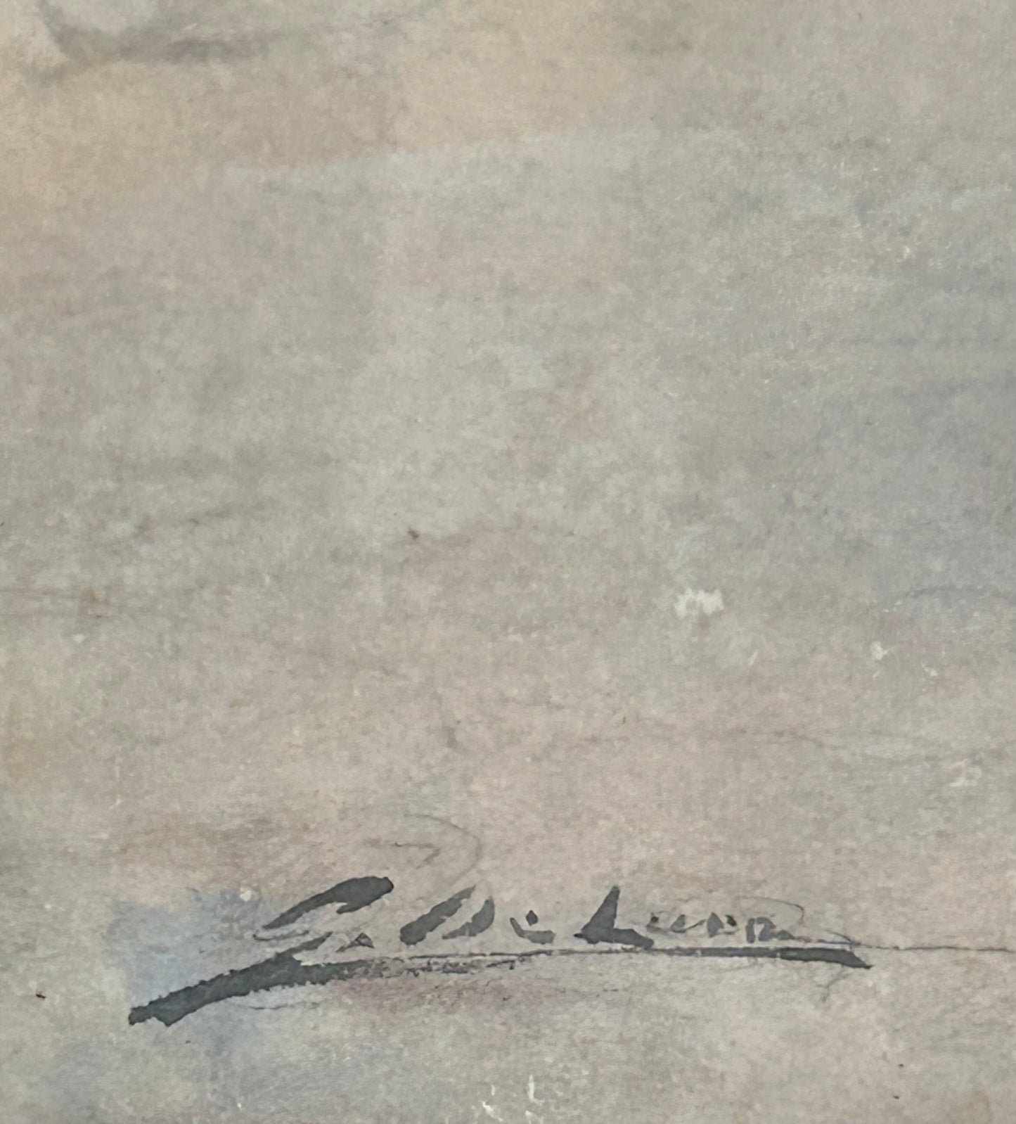 ANTIQUE WATERCOLOR PAINTING BY G. DELUCA OF BOY ON SHORE