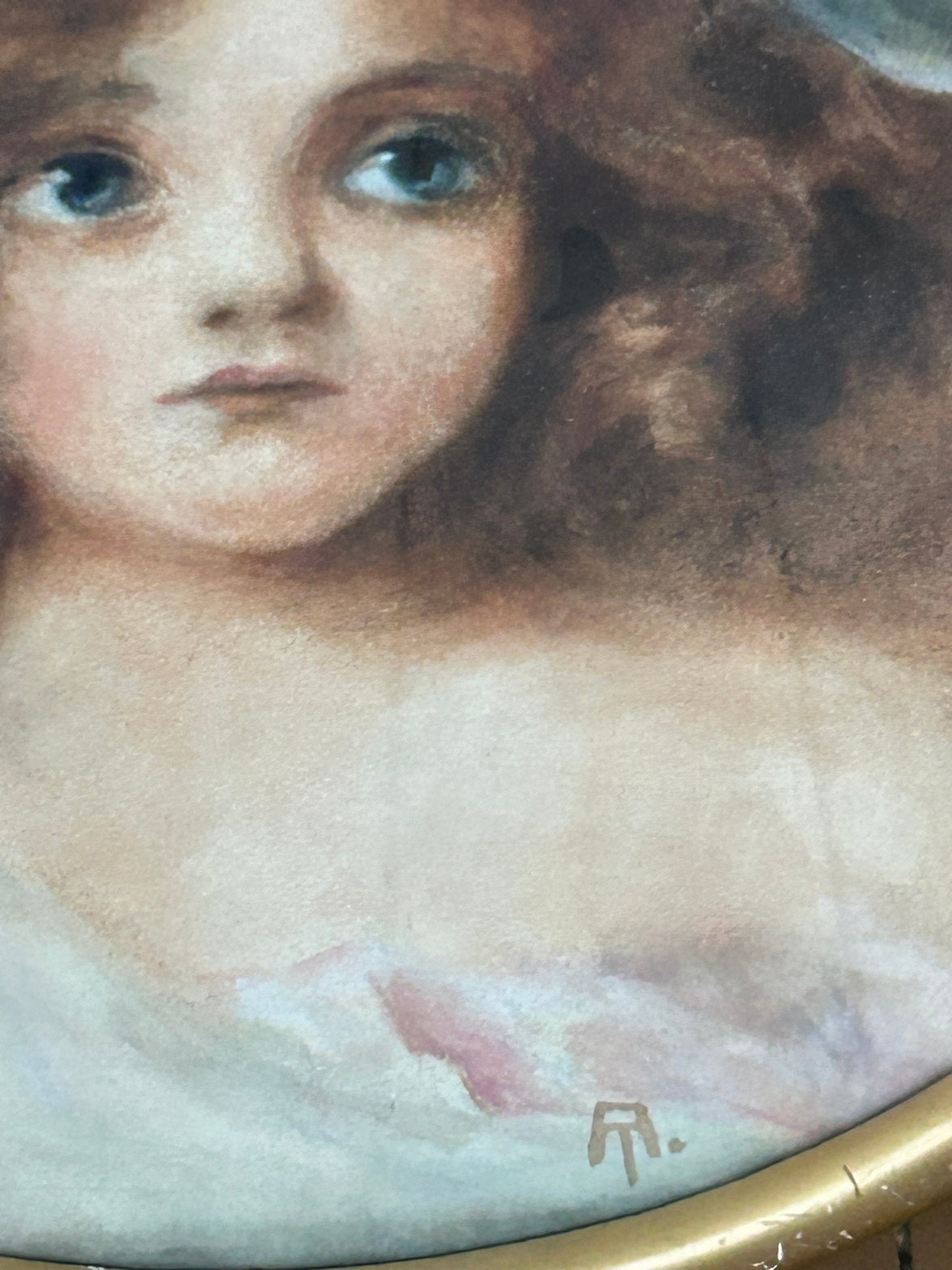 NEBRASKA ARTIST ALICE TROXELL MCCOUN 1888-1964 WATERCOLOR PORTRAIT OF GIRL