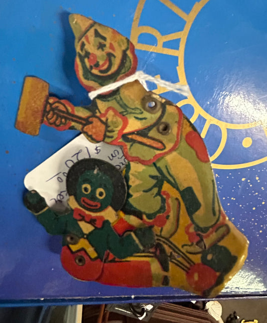 GOLLIWOG AND CLOWN ANTIQUE NOISE CLICKER