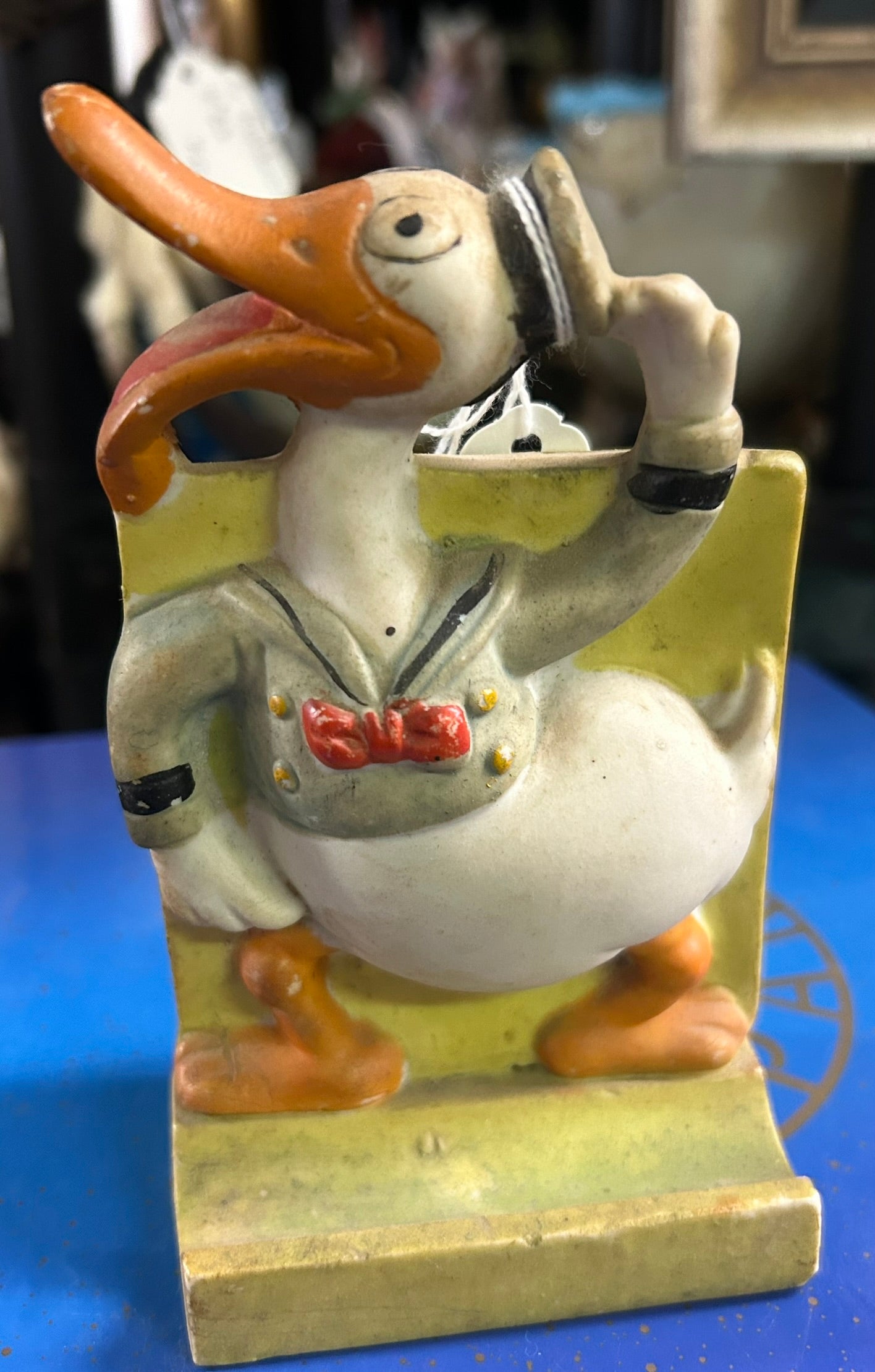 ANTIQUE DONALD DUCK LONG BILLED BISQUE TOOTH BRUSH HOLDER