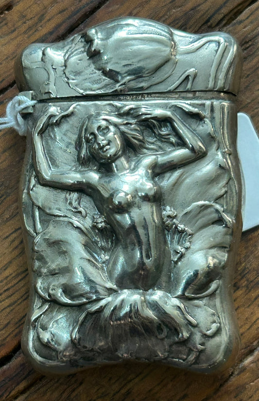 STERLING FIGURAL NUDE MATCH SAFE