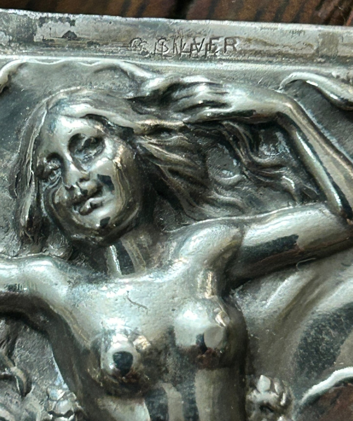 STERLING FIGURAL NUDE MATCH SAFE