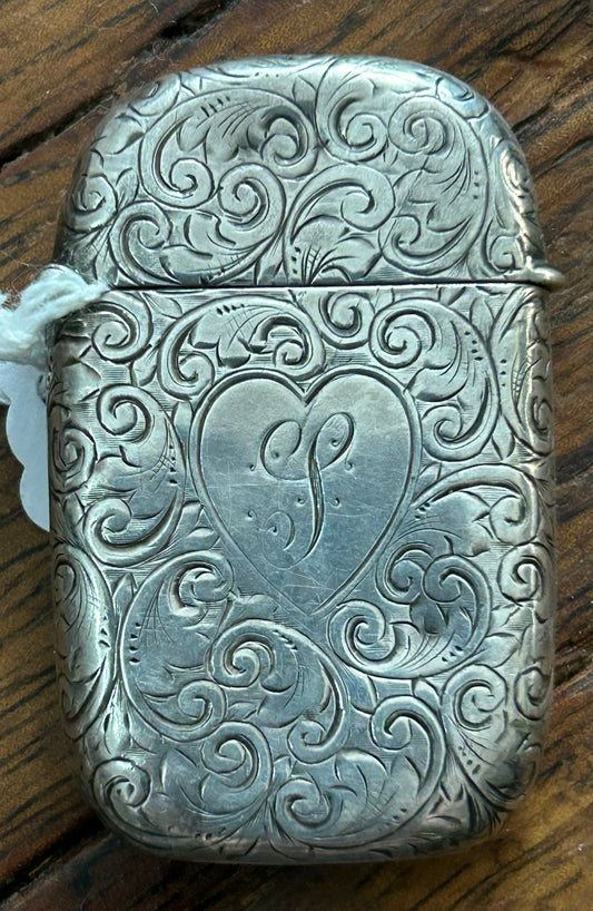 STERLING SILVER FANCY ANTIQUE MATCH SAFE