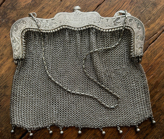 STERLING SILVER ANTIQUE MESH PURSE