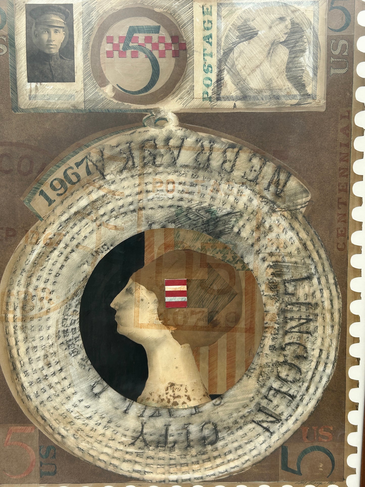 RAY GEORGE - NEBR. IOWA, ILLINOIS ARTIST 1933-2005 MIXED MEDIA ART