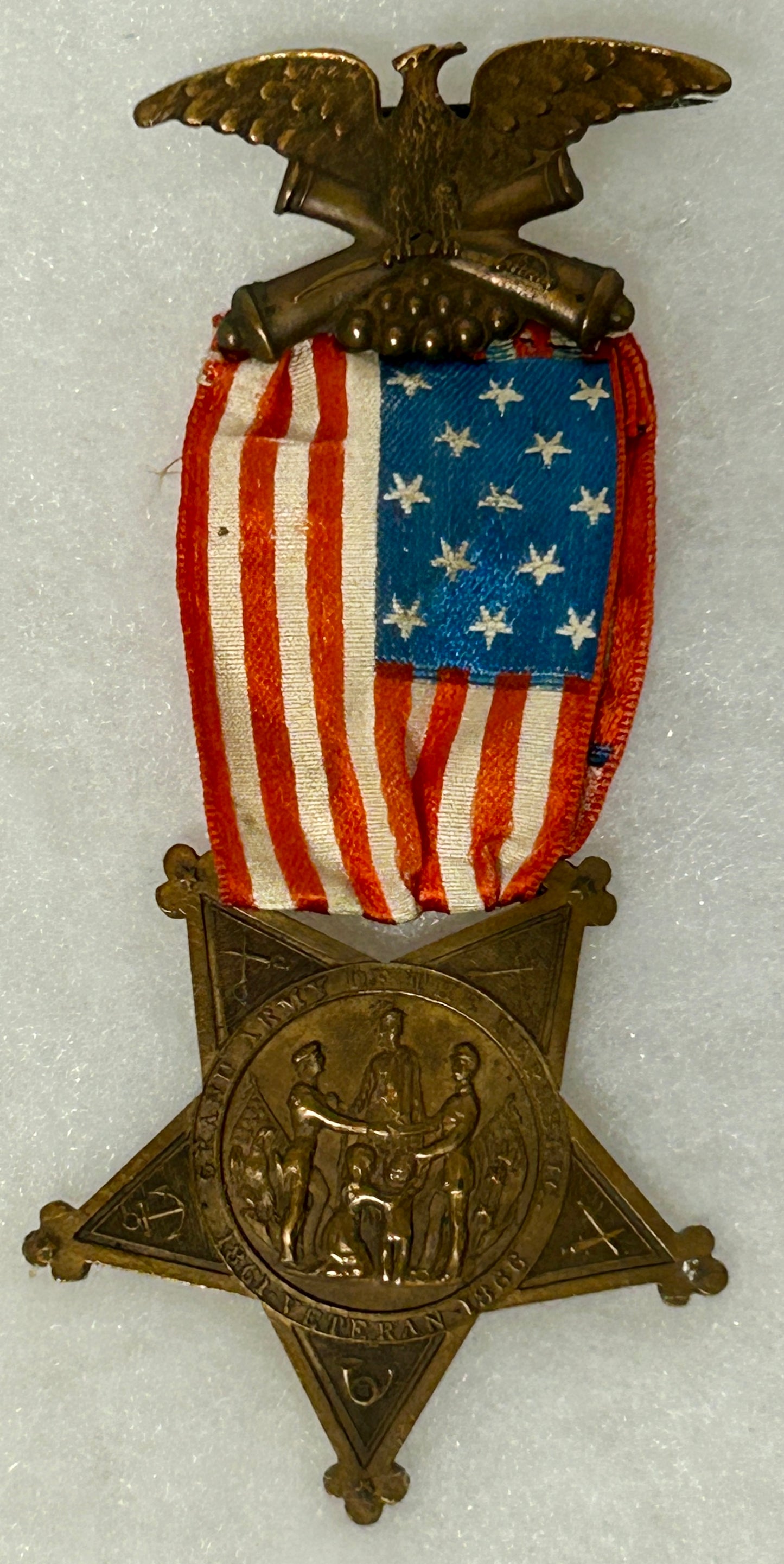 CIVIL WAR VETERANS RARE GOLD MEDAL WITH DIAMOND, RUBY, & SHAPPHIRE STONES