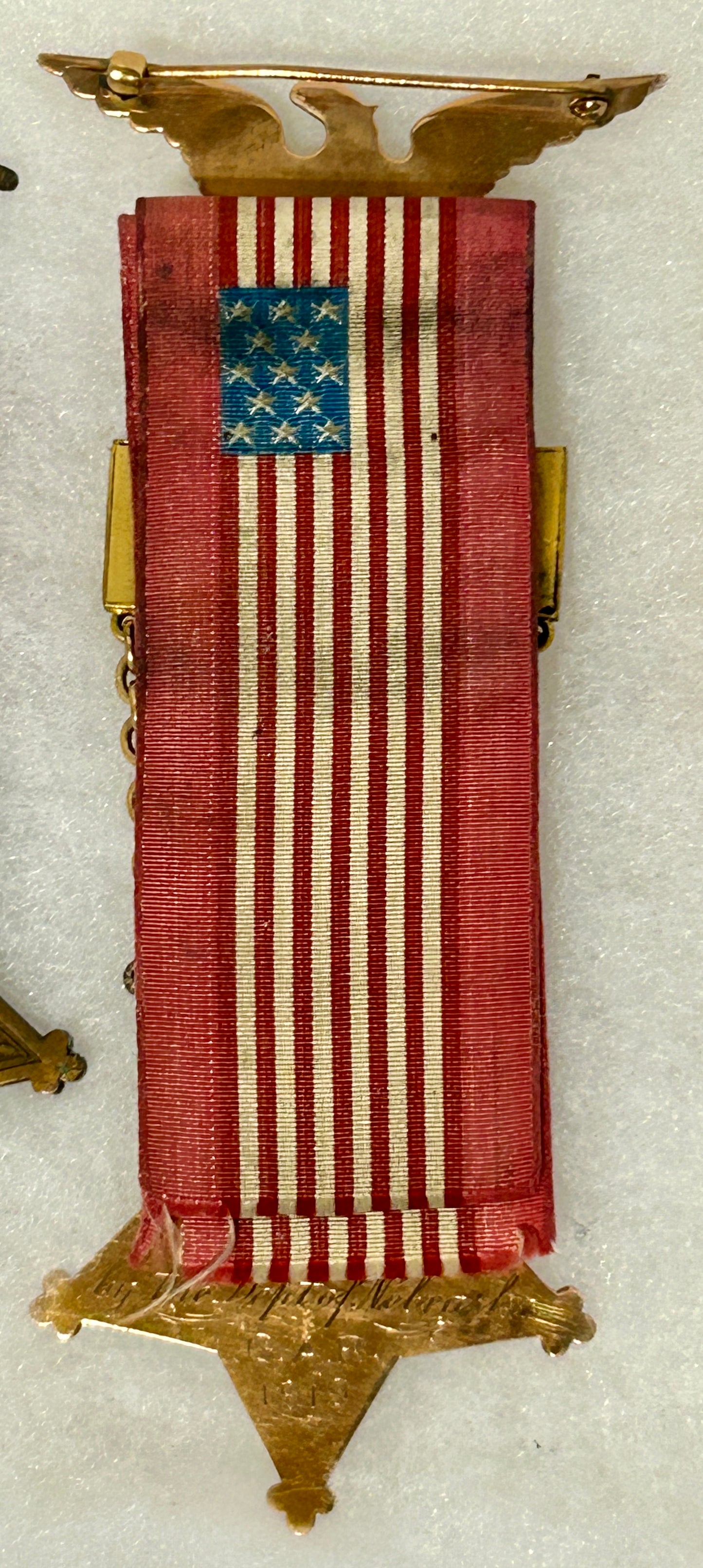 CIVIL WAR VETERANS RARE GOLD MEDAL WITH DIAMOND, RUBY, & SHAPPHIRE STONES
