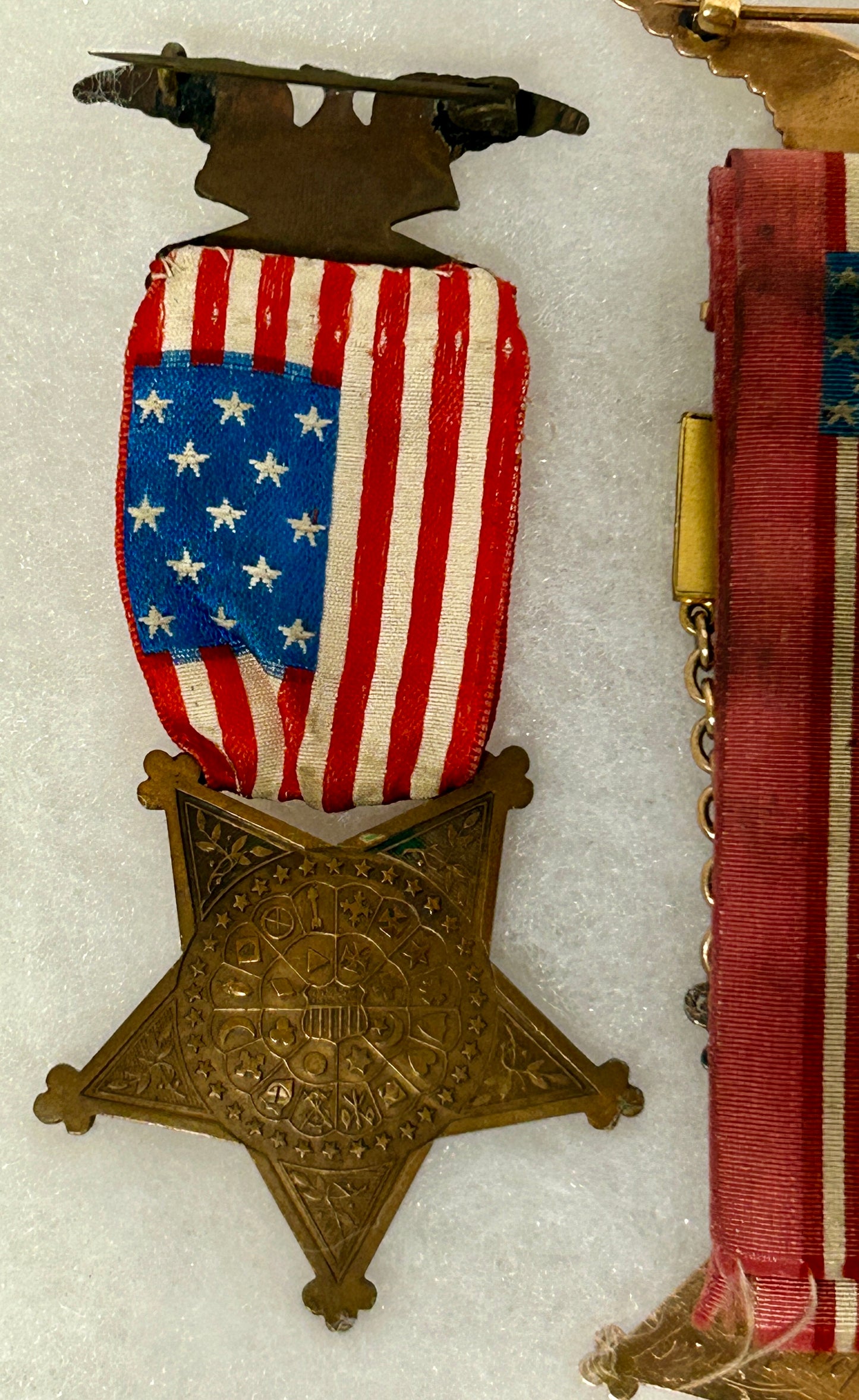 CIVIL WAR VETERANS RARE GOLD MEDAL WITH DIAMOND, RUBY, & SHAPPHIRE STONES
