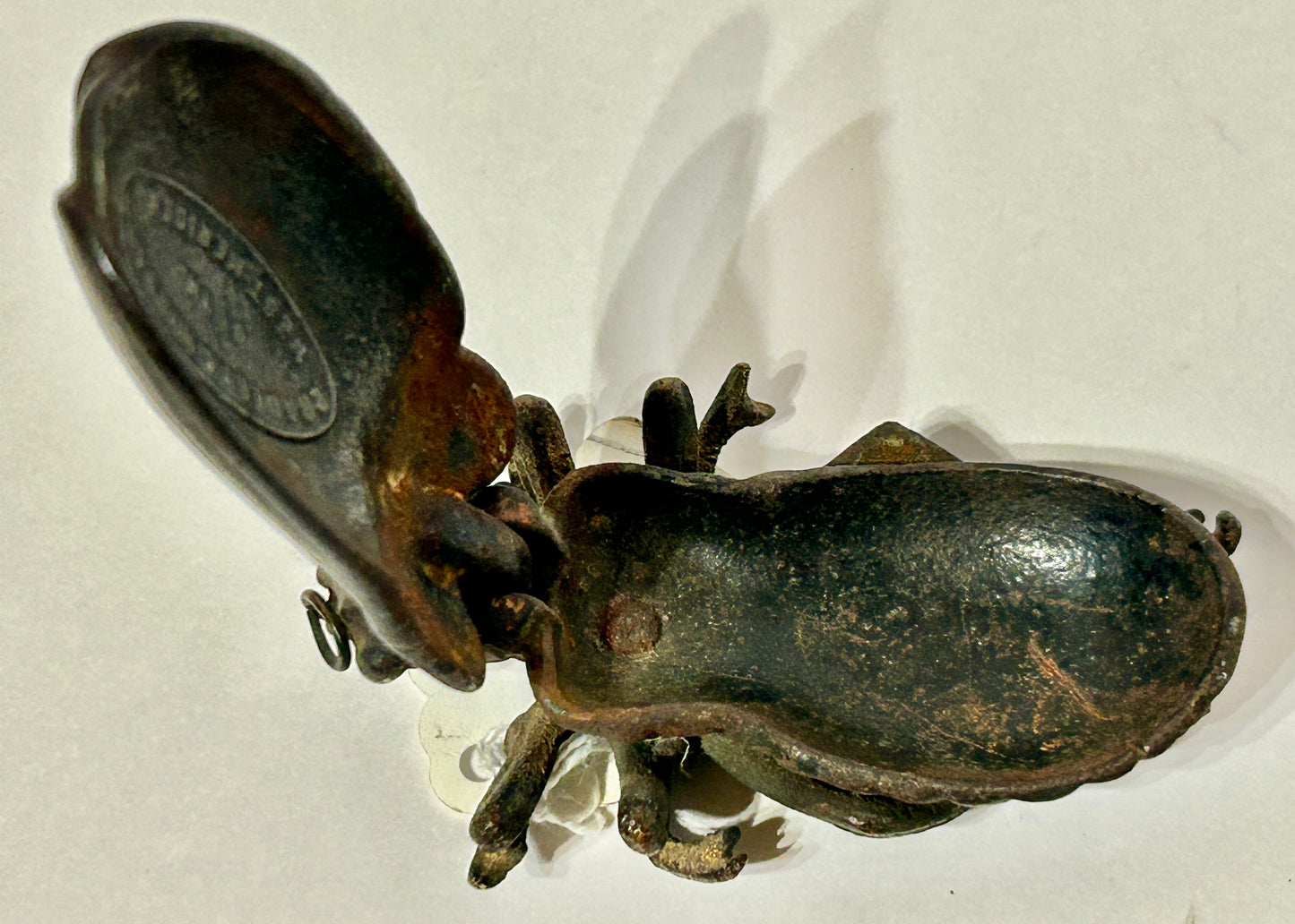 CAST IRON BEETLE MATCH HOLDER BY BRADLEY & HUBBARD