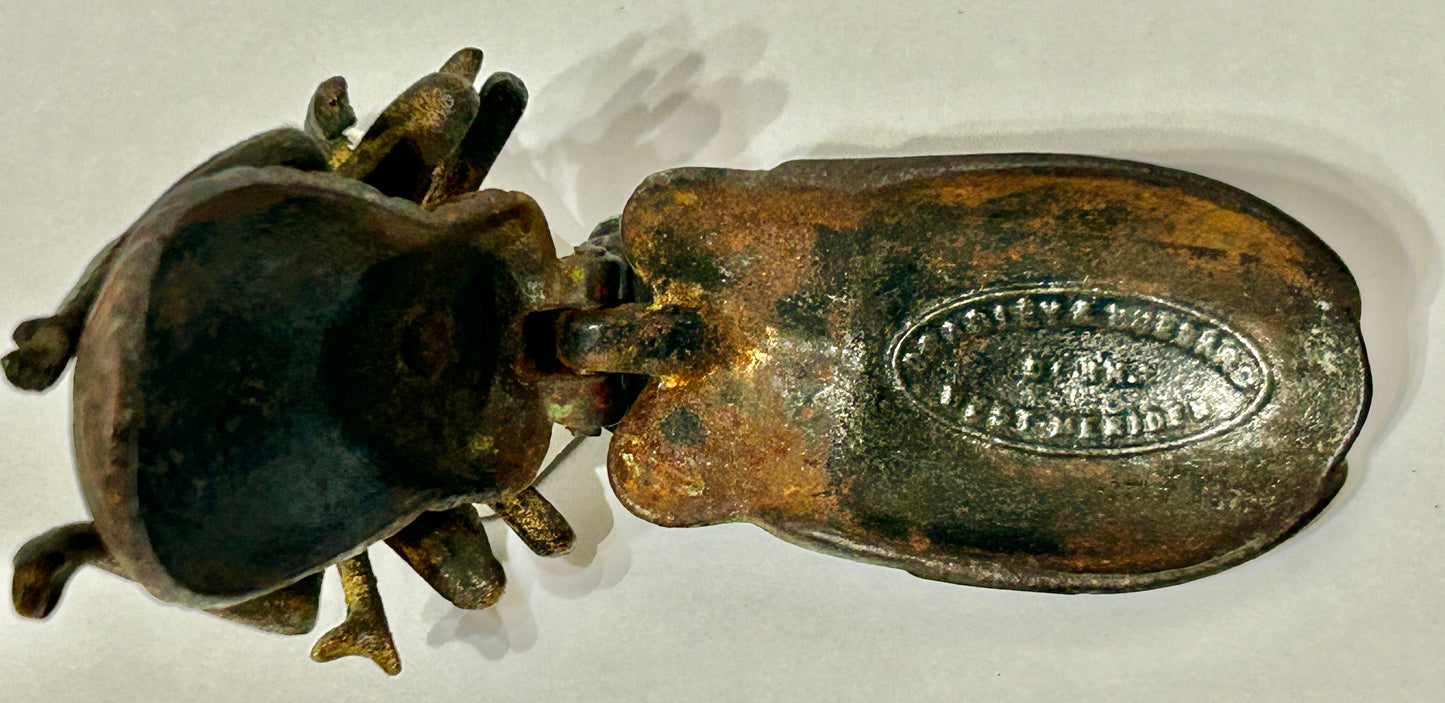 CAST IRON BEETLE MATCH HOLDER BY BRADLEY & HUBBARD
