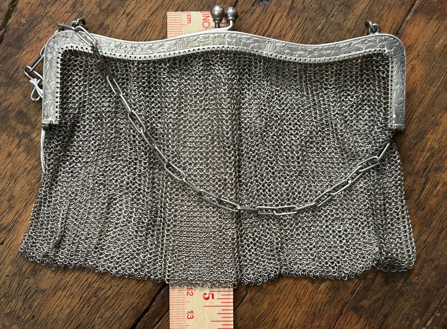 STERLING SILVER ANTIQUE MARKED MESH PURSE