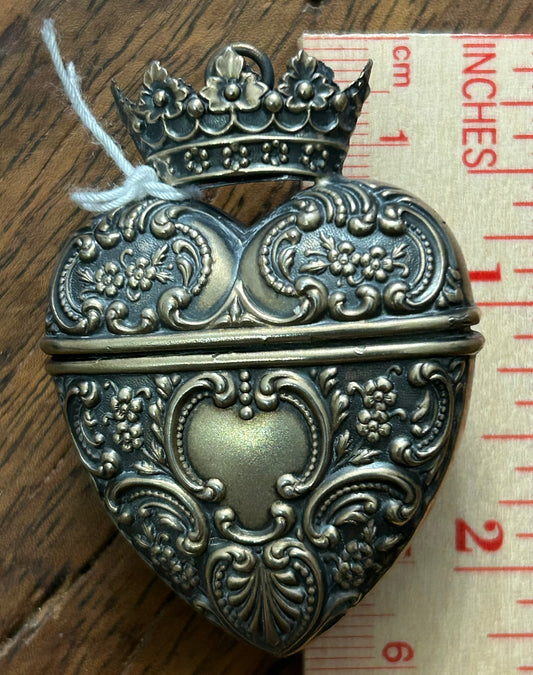 STERLING SILVER FOSTER & BAILEY ANTIQUE HEART SHAPE LOCKET OR BOX