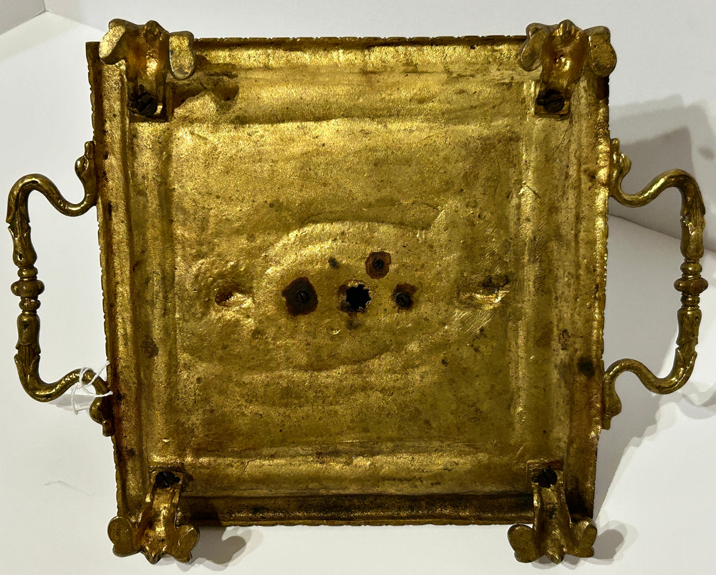 ANTIQUE INKWELL BRASS WITH FANCY HUMAN AND ANIMAL FIGURES