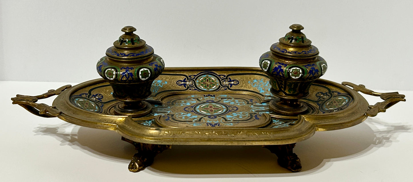 FRENCH ENAMEL ANTIQUE INKWELL