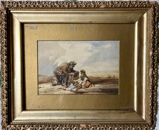 EDUARD HILDEBRANDT 1818-1868 DATED 1854 PAINTING TITLED "ON THE SEASHORE"