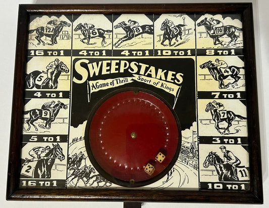 ANTIQUE DICE GAME SWEEPSTAKES HORSE RACE
