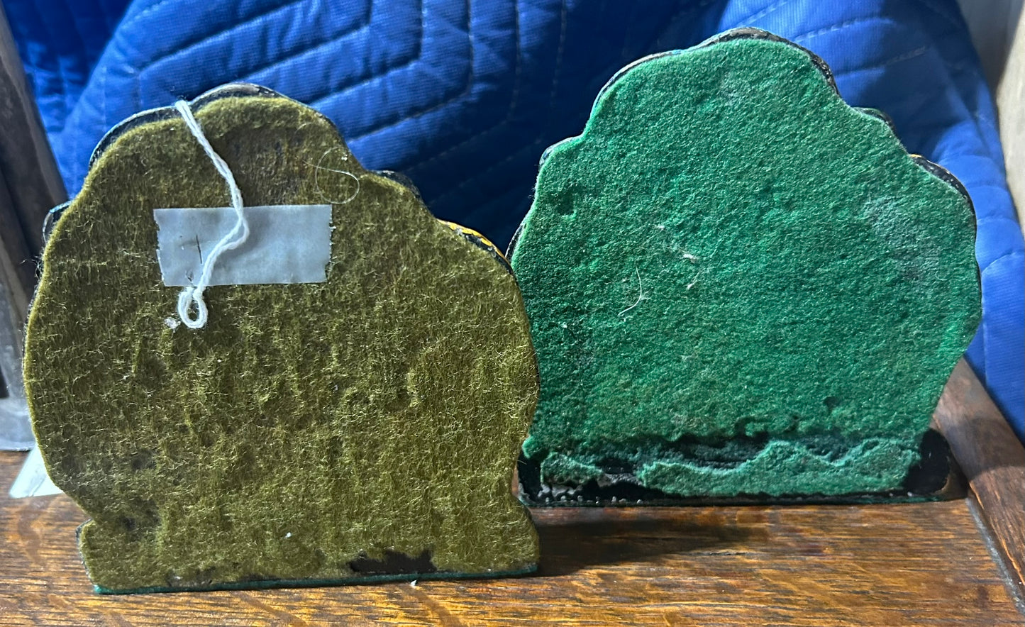 ANTIQUE CAST IRON PANSIES PAIR OF BOOKENDS