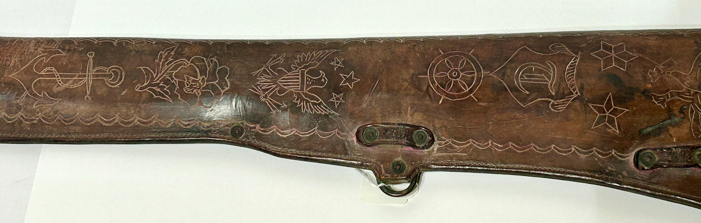 ANTIQUE DECORATED RIFLE LEATHER SCABBARD