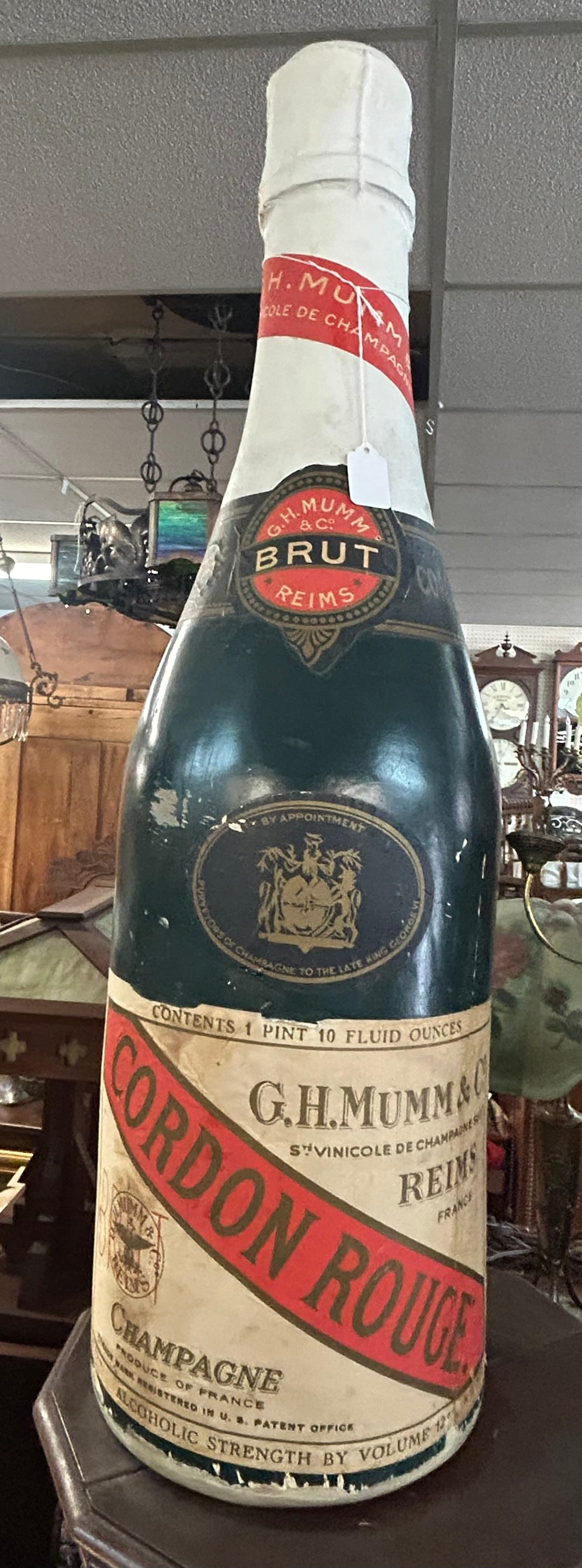 ADVERTISING LARGE PAPER MACHE DISPLAY CHAMPAGNE BOTTLE