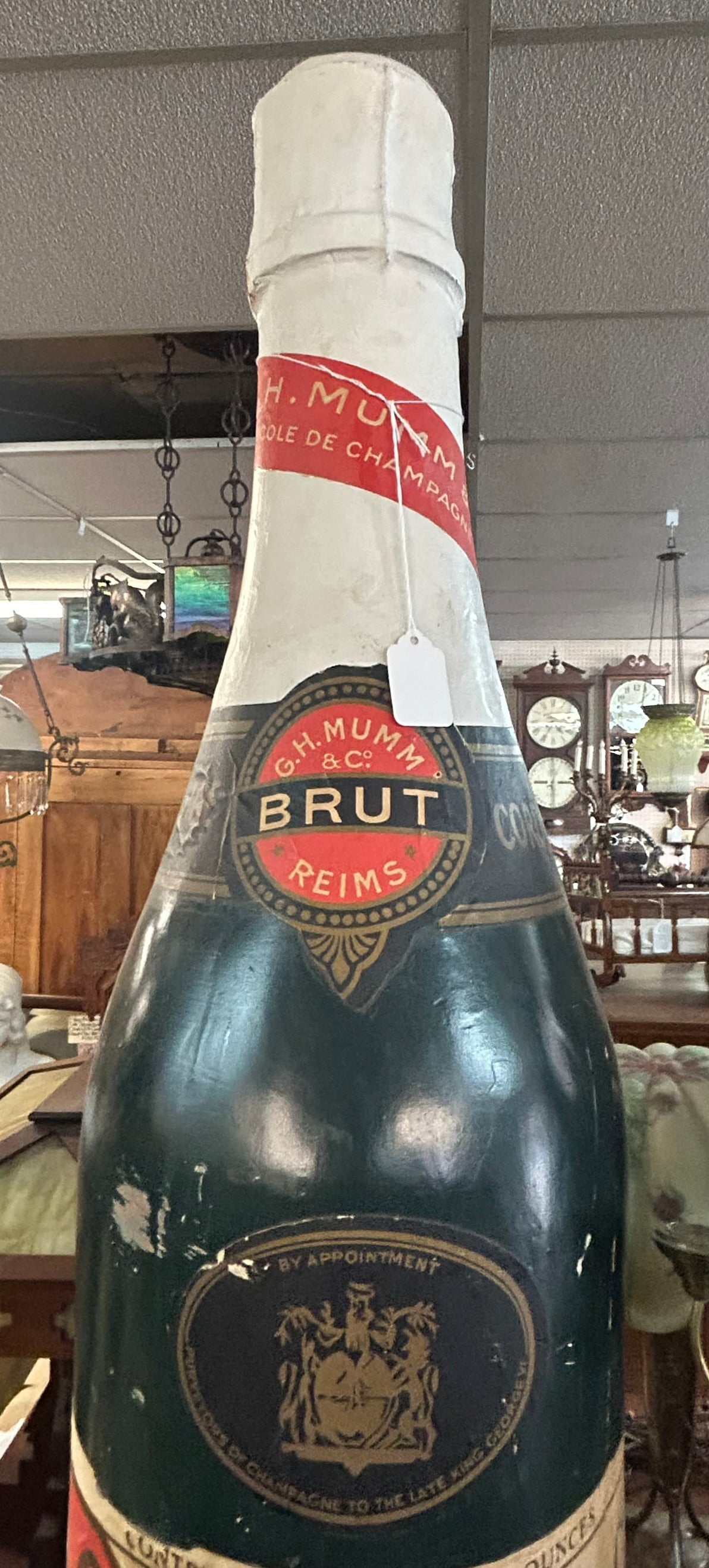 ADVERTISING LARGE PAPER MACHE DISPLAY CHAMPAGNE BOTTLE
