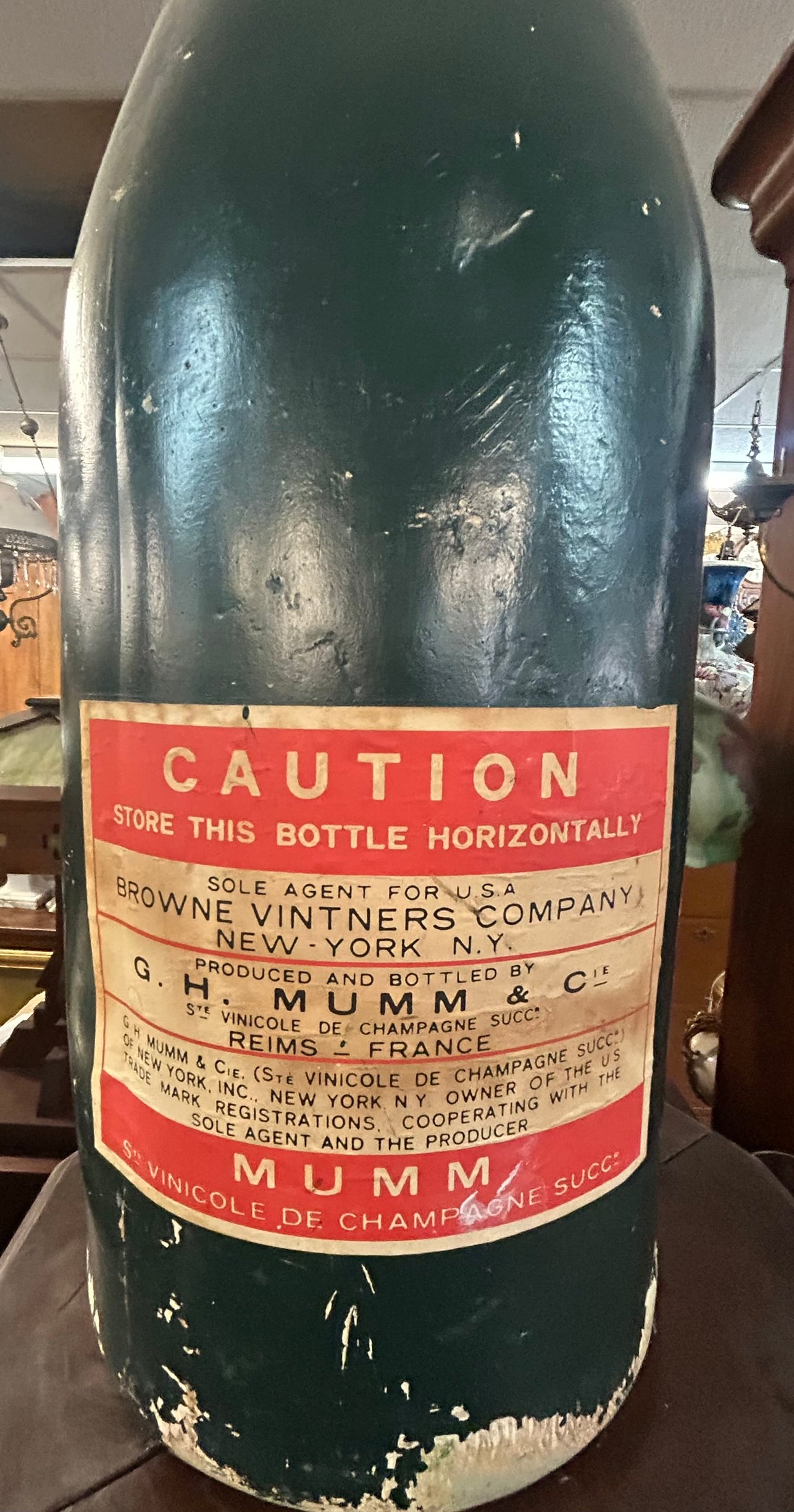 ADVERTISING LARGE PAPER MACHE DISPLAY CHAMPAGNE BOTTLE
