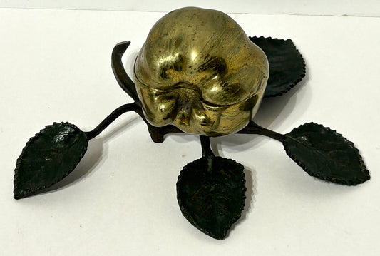 BRONZE APPLE WITH LEAVES FIGURAL COMPARTMENT