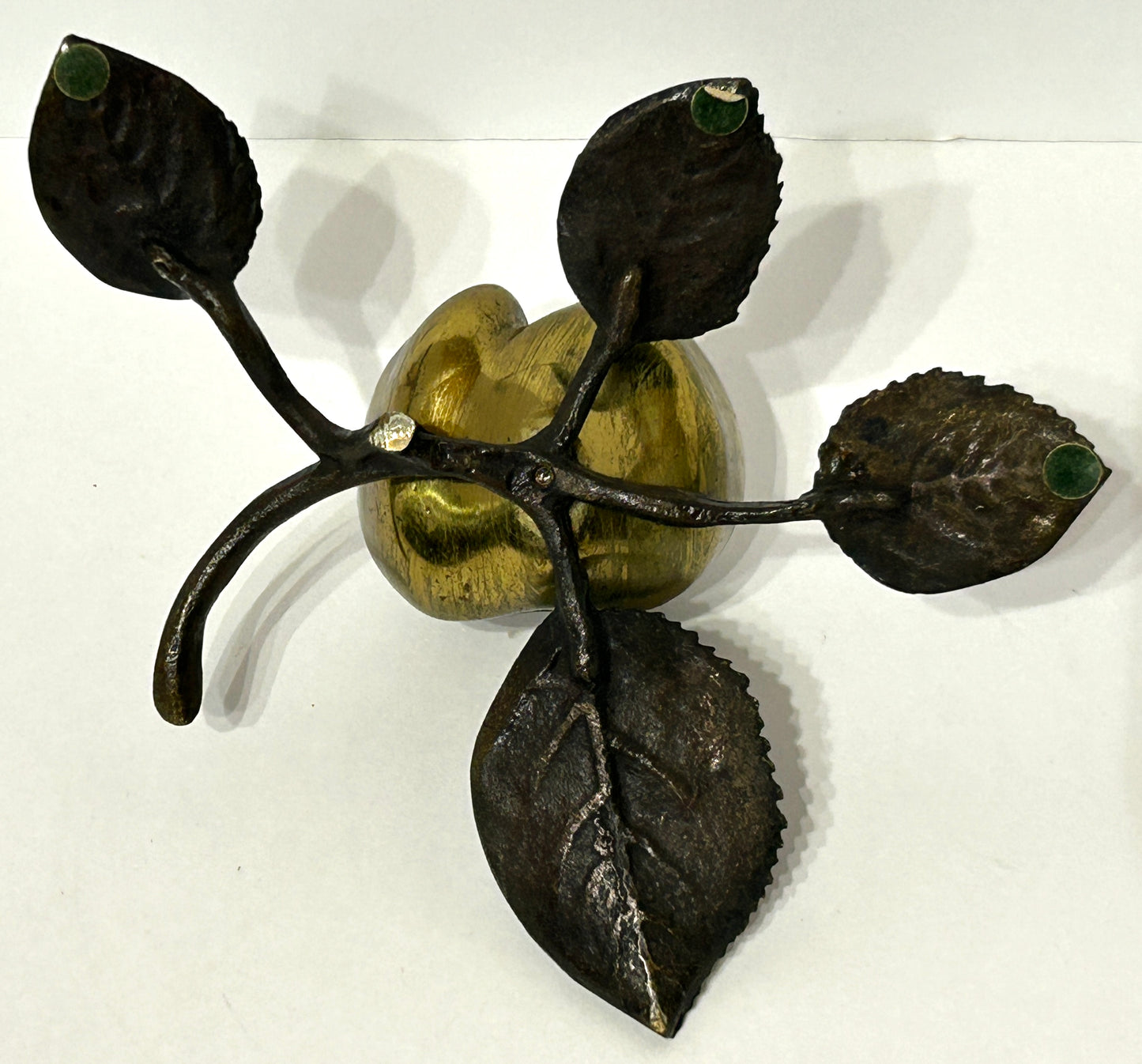 BRONZE APPLE WITH LEAVES FIGURAL COMPARTMENT