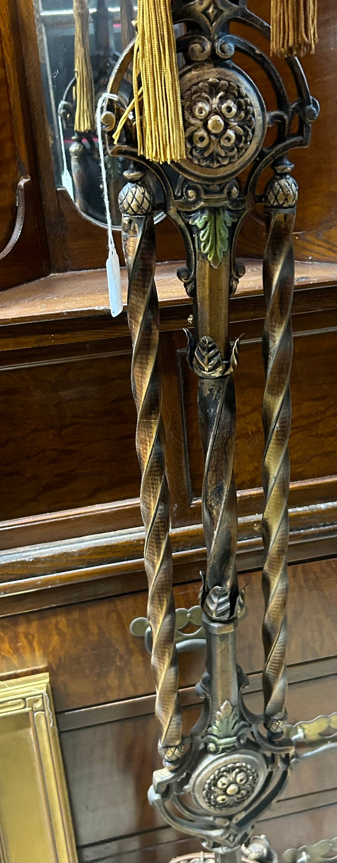 WROUGHT IRON WITH FANCY DESIGN FLOOR LAMP WITH CLOTH SHADE