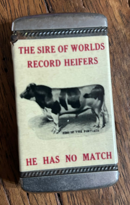 COW ADVERTISING ANTIQUE MATCH SAFE